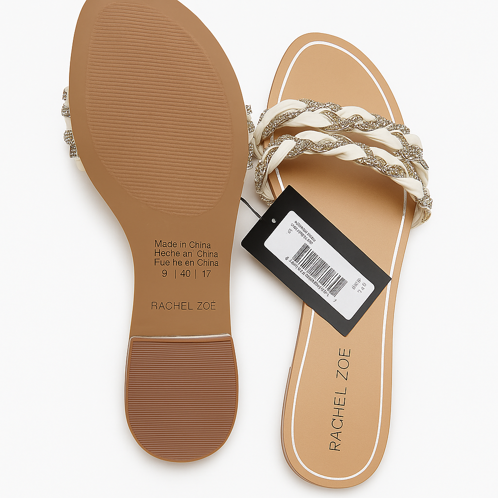 Rachel Zoe Flat Sandals – Braided Crystal Strap