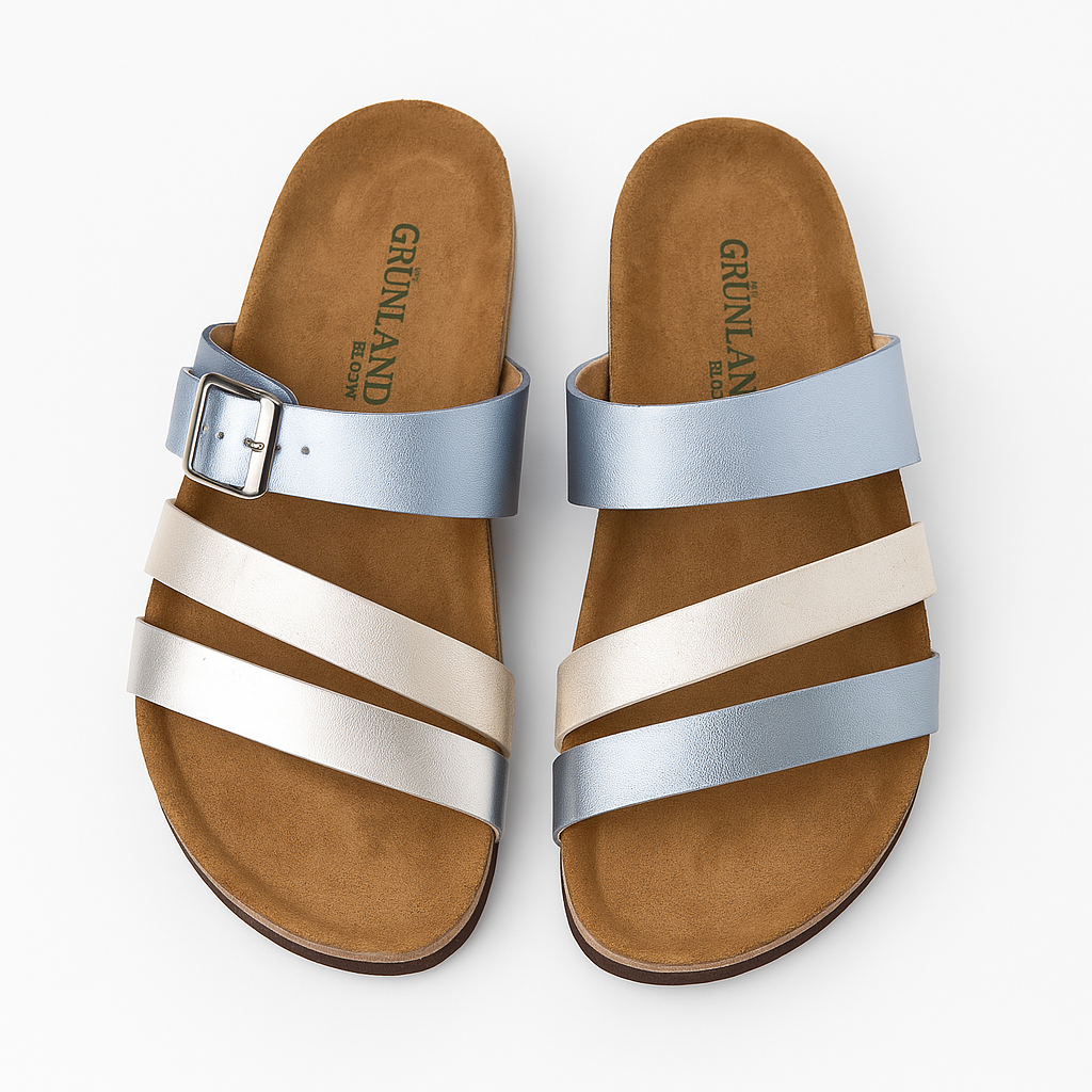 Grünland RE-SOFT Comfort Sandals – Metallic Multi-Strap
