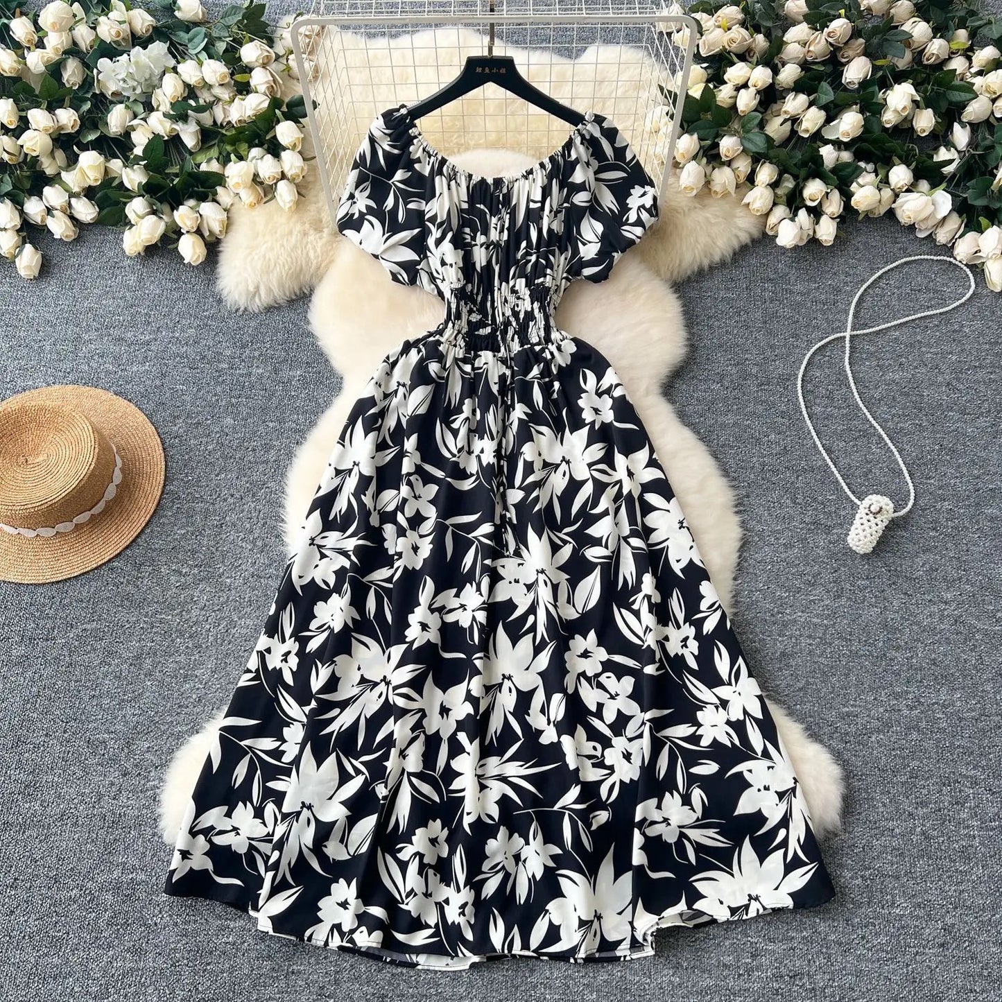 Rosé Midi Smock Dress