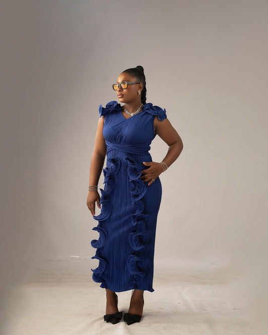 Royal Wave Pleated Dress