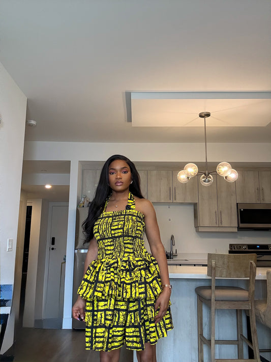 Sola Mini 3.0 (Yellow & Black Geometric Ankara Mini)