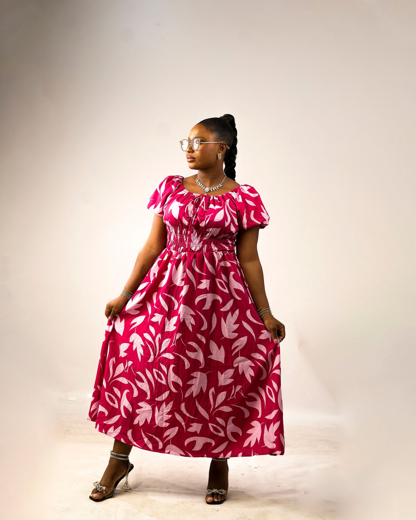 Rosé Midi Smock Dress