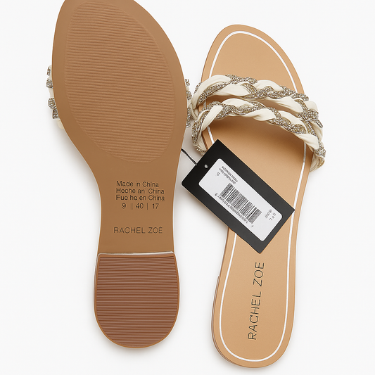 Rachel Zoe Flat Sandals – Braided Crystal Strap