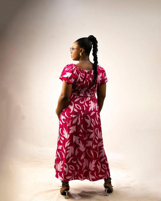 Rosé Midi Smock Dress